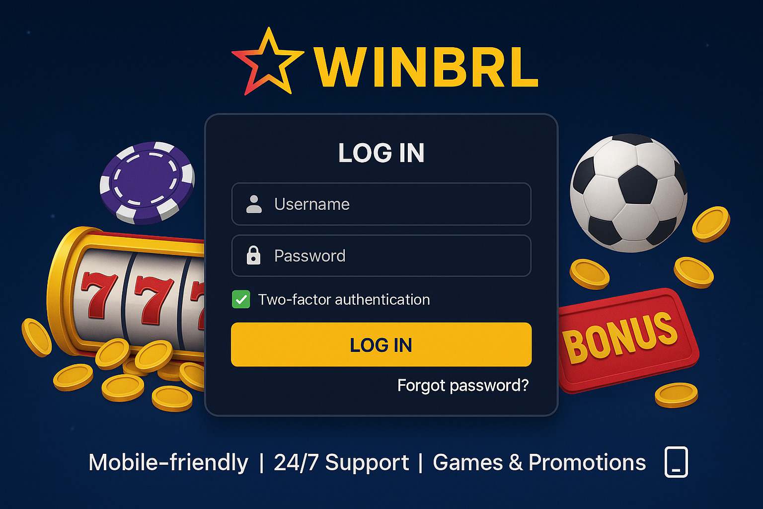Criar uma nova Conta no plataforma WINBRL